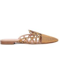 Alberta Ferretti - Crystal-Embellished Perforated Mules - Lyst