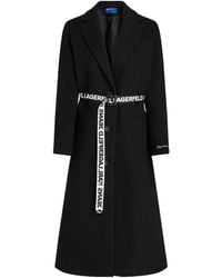 Karl Lagerfeld - Mantel Aus Logo-Jacquard Mit Gürtel - Lyst
