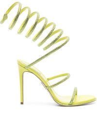 Rene Caovilla - Yellow 105mm Crystal-embellished Sandals - Women's - Calf Leather/satin - Lyst