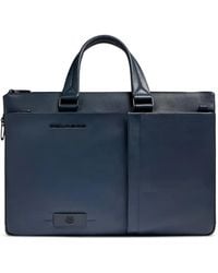 Piquadro - Shock-Absorbing Leather Laptop Bag - Lyst