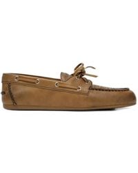 Miu Miu - Bleached Leather Deck Shoes - Lyst