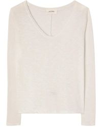 American Vintage - Sonoma T-Shirt Met Lange Mouwen En V-Hals - Lyst