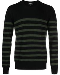A.P.C. - Striped Wool Jumper - Lyst