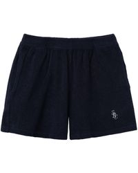 Sporty & Rich - Embroidered-logo Cotton Shorts - Lyst