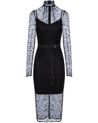 Murmur - Mist Lace Belted Midi Dress - Lyst
