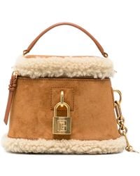 Balmain - Pulse Vanity Shearling-Trim Top Handle Bag - Lyst