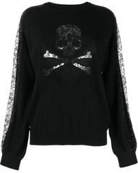 Philipp Plein - Lace-Panelling Skull-Print Sweatshirt - Lyst