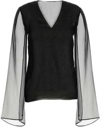 Alberta Ferretti - Bluse mit semi-transparenten Ärmeln - Lyst