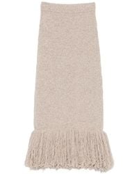 ELY ELY - Fringe-Trim Knitted Midi Skirt - Lyst