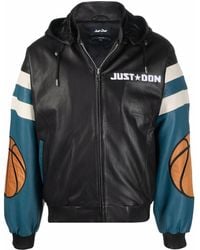 Just Don - Chicago Leather Hooded Bomber Jacket - Lyst