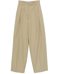 La DoubleJ - Pleated Cotton Trousers - Lyst