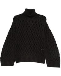 P.A.R.O.S.H. - Turtleneck Open-Knit Sweater - Lyst