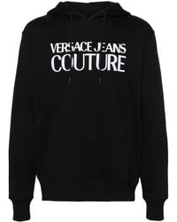 Versace Jeans Couture - Logo-Embroidered Cotton Jersey Hoodie - Lyst