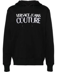 Versace Jeans Couture - Logo-Embroidered Cotton Jersey Hoodie - Lyst