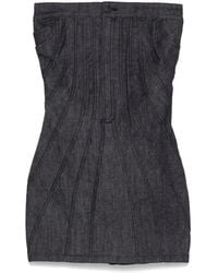 Mugler - Strapless Denim Mini Dress - Lyst