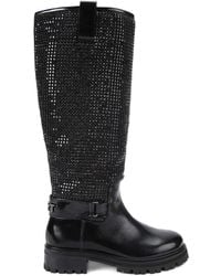 Kurt Geiger - Crystal-Embellished Knee-High Boots - Lyst