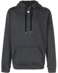 Courreges - Logo-embroidered Stonewashed Hoodie - Lyst
