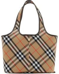Burberry - Small Check Tote - Lyst