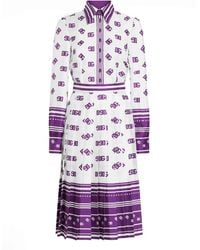Dolce & Gabbana - Dg Logo All-Over Print Twill Shirt Dress - Lyst