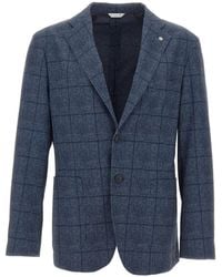 Manuel Ritz - Micro-Check Single-Breasted Blazer - Lyst