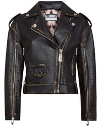 Philipp Plein - Logo-Lettering Leather Biker Jacket - Lyst