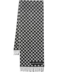 Karl Lagerfeld - Check-Pattern Wool Scarf - Lyst