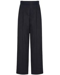 Another Tomorrow - Pleated Wide-Leg Trousers - Lyst