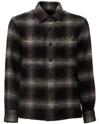 Xacus - Moon Check-Pattern Wool Shirt - Lyst