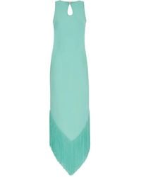 ‎Taller Marmo - Taormina Maxi-Jurk Met Franje En Keyhole Hals - Lyst