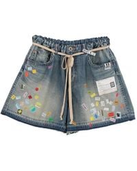 Maison Mihara Yasuhiro - Price-Tag Sticker Printed Denim Short - Lyst