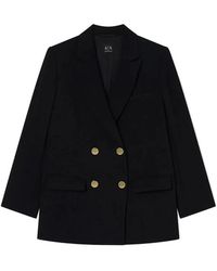 ARMANI EXCHANGE - Double-Breasted Crepe Blazer - Lyst