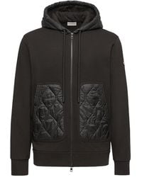 Moncler - Hoodie Met Gewatteerd Vlak En Rits - Lyst
