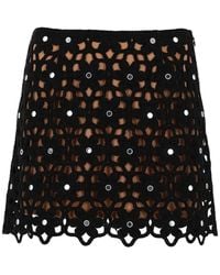 MICHAEL Michael Kors - Floral-Crochet Mirror-Embellished Mini Skirt - Lyst