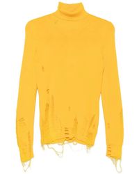 MM6 by Maison Margiela - Distressed Roll-Neck Sweater - Lyst