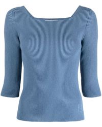 Fendi - Square-neck Ribbed-knit Top - Lyst