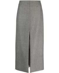 Patou - Stripe-pattern Virgin Wool Midi Skirt - Lyst