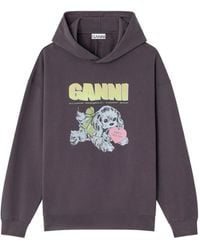 Ganni - Felpa Con Stampa Puppy - Lyst