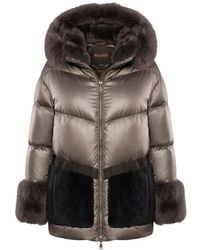 Moorer - Plumífero Con Capucha Y Ribete De Pelo Artificial - Lyst