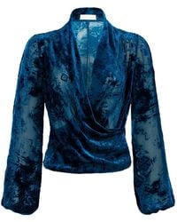 Silvia Tcherassi - Tea Devoré-Effect Wrap Blouse - Lyst