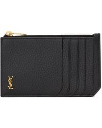 Saint Laurent - Logo-Plaque Zip-Fastening Card Holder - Lyst