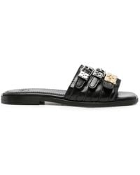 Ganni - Buckle-Detail Leather Slides - Lyst