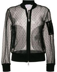 RED Valentino Veste bomber à design transparent - Noir