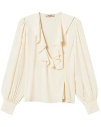 Twinset - Crêpe De Chine Blouse With Ruffles - Lyst