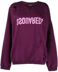 DSquared² - Ripped Detailing Logo-Print Hoodie - Lyst