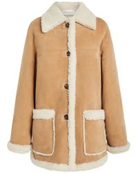 P.A.R.O.S.H. - Shearling-Trim Button-Up Coat - Lyst