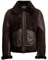 Ralph Lauren - Shearling-Collar Biker Jacket - Lyst