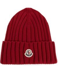 Moncler - Logo-Patch Ribbed-Knit Beanie Hat - Lyst