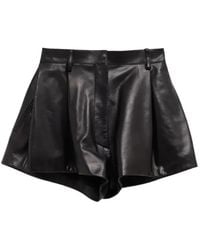 Balenciaga - Pleated Leather Shorts - Lyst