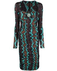 Roberto Cavalli - Vestido midi con estampado de piel de serpiente - Lyst