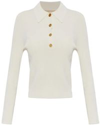 MICHAEL Michael Kors - Ribbed-Knit Long-Sleeve Polo Top - Lyst